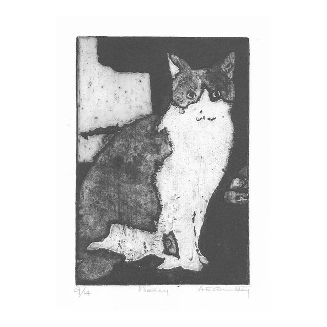 1996 Mickey the Cat Aquatint by Crumbley For Sale