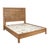 Natural warm oak finish California king size bed frame with geometric striated carved headboard. Features roll slat system...