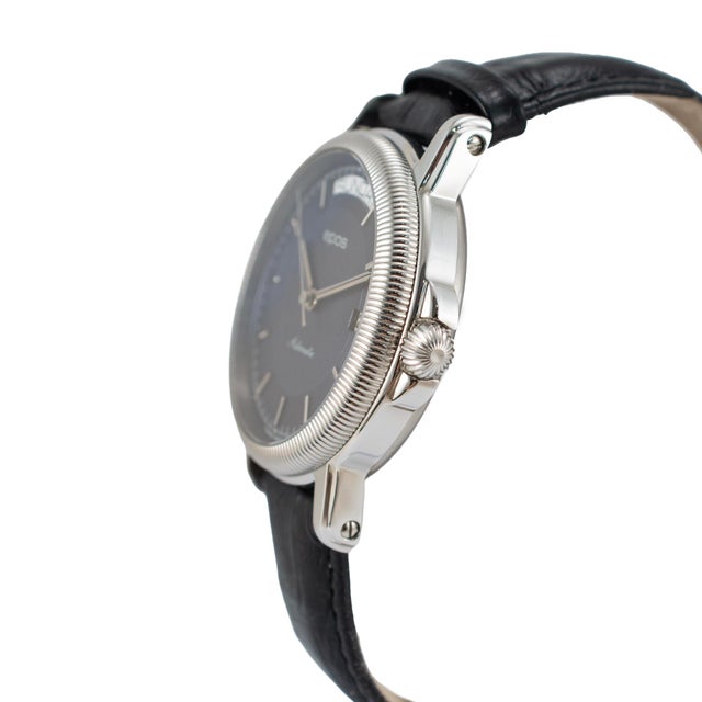 Modern Epos Passion Day Date 39mm 3217 Blue Dial Leather Strap Steel Automatic Watch For Sale - Image 3 of 8