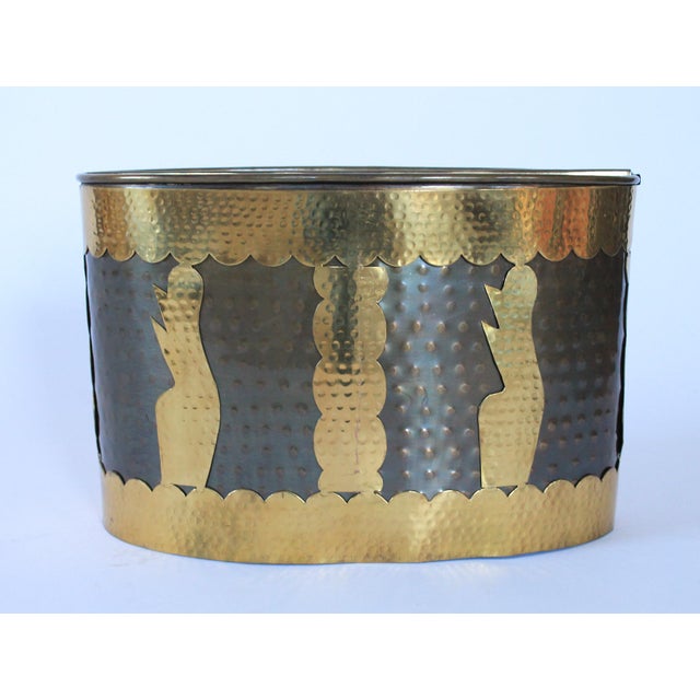Mid-Century Modern Vintage Hammered Brass Magazine Holder For Sale - Image 3 of 11