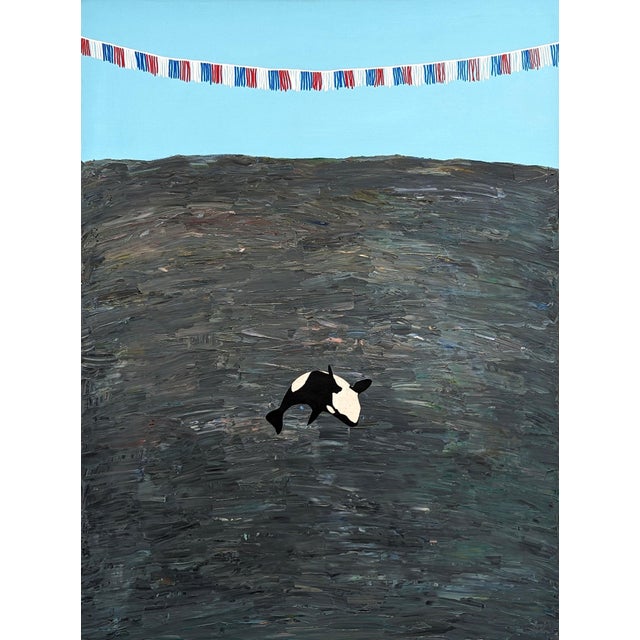 Alex Paulus “Be dazzled” Colorful Contemporary Ocean Seascape Painting of a Jumping Orca, 2013 For Sale