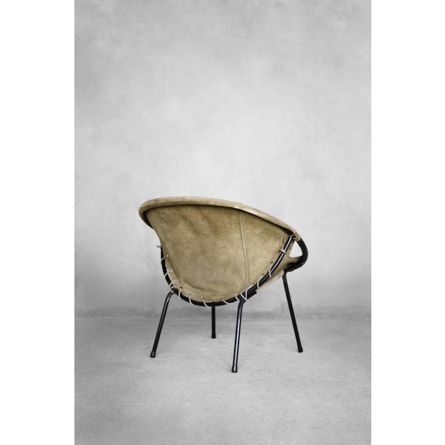 Mid-Century Modern German Earthy Green Suede Circle Balloon Chair by Lusch Erzeugnis for Lusch & Co., 1960s For Sale - Image 10 of 18