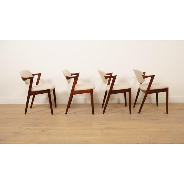 Vintage Rosewood Model 42 Dining Chairs from Kai Kristiansen, 1950s, Set of 4 For Sale - Image 4 of 15