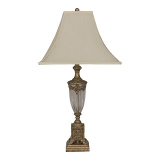 Regency Style Silver Finish & Glass Urn Table Lamp For Sale