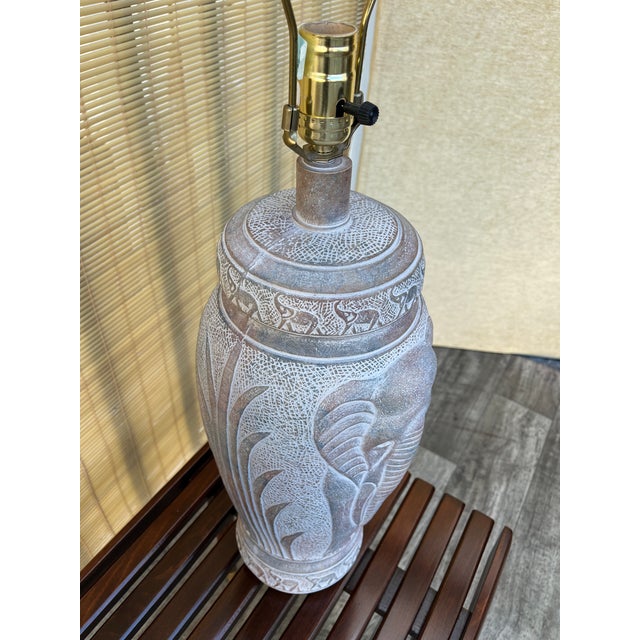 A Pair of Large 1990s Coastal / Bohemian Style Elephant Table Lamps by Pacific Coast Lamps. For Sale - Image 11 of 18