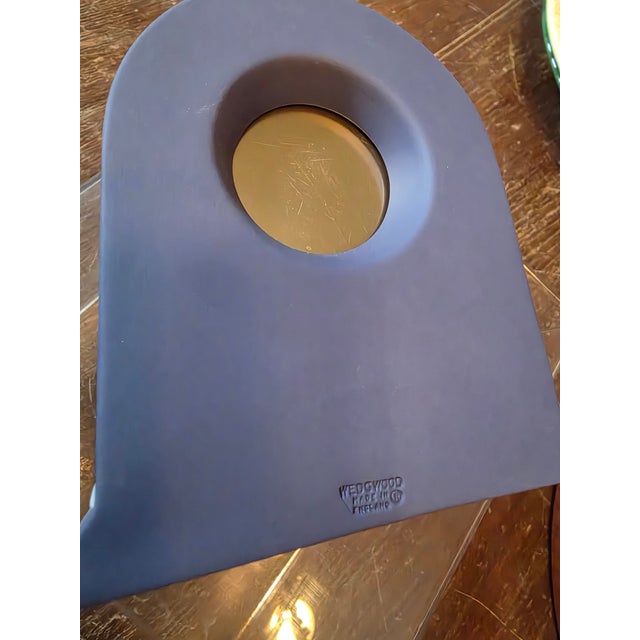 Vintage blue and white jasperware Wedgwood clock with original box.