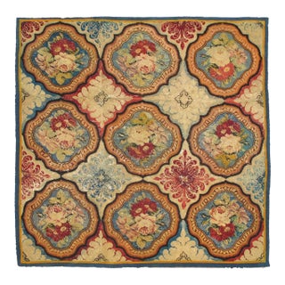 Antique English Needlepoint From the Late-18th Century With Beautiful Flowers 5'10 X 6'1 For Sale