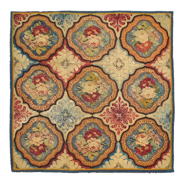 Antique English Needlepoint From the Late-18th Century With Beautiful Flowers 5'10 X 6'1 For Sale