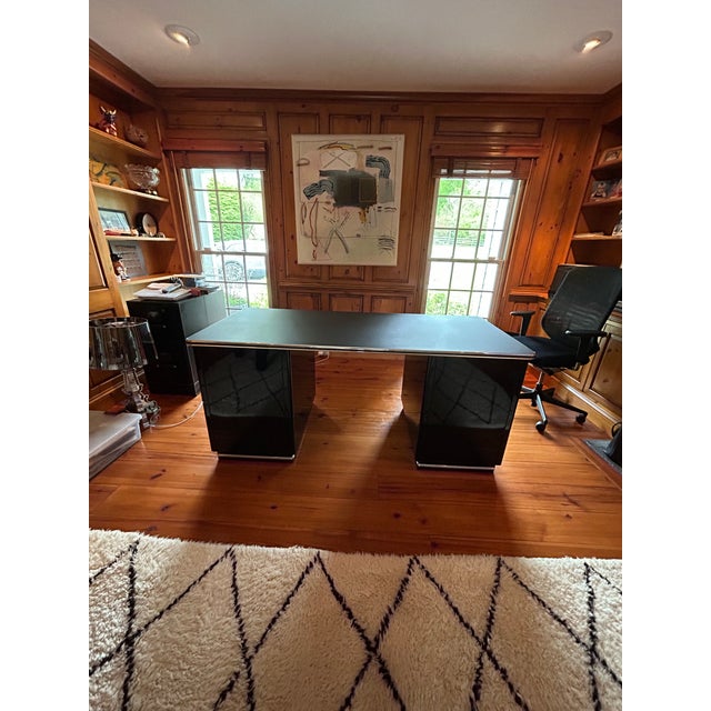 Black & Silver Art Deco Muller Chrysler Desk For Sale - Image 12 of 17
