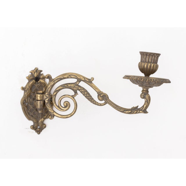 Pair of French Empire Style Brass Swing-Arm Wall Sconces For Sale - Image 9 of 9