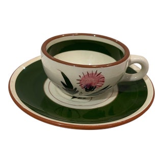 Mid-20th Century Stangl Pink Thistle Tea Cup & Saucer Set For Sale
