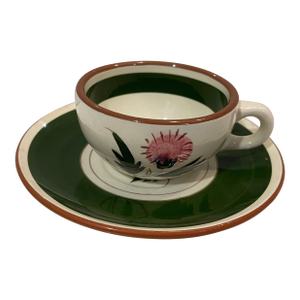 Mid-20th Century Stangl Pink Thistle Tea Cup & Saucer Set