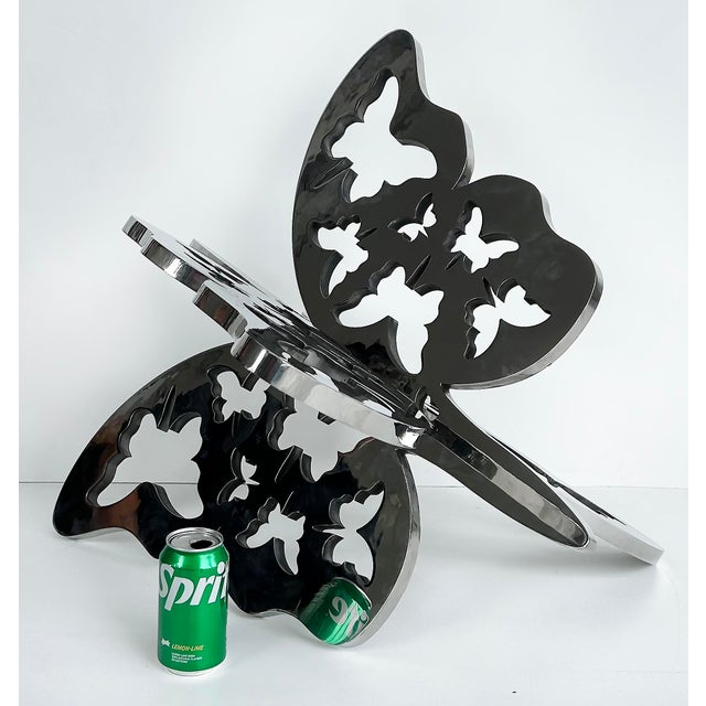 Abstract Monumental Stainless Steel Butterfly Sculpture in Two Parts by Michael Gitter For Sale - Image 3 of 9