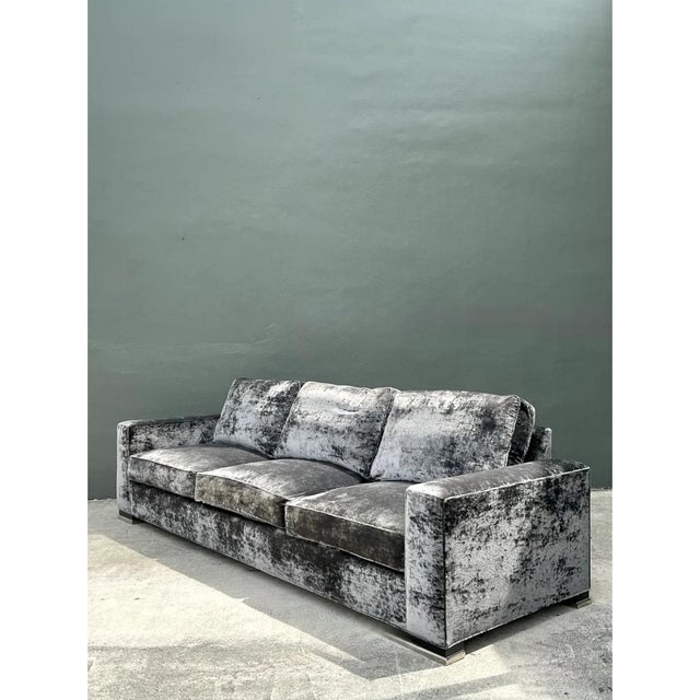 Vintage Monumental Swaim Velvet Sofa For Sale - Image 10 of 16