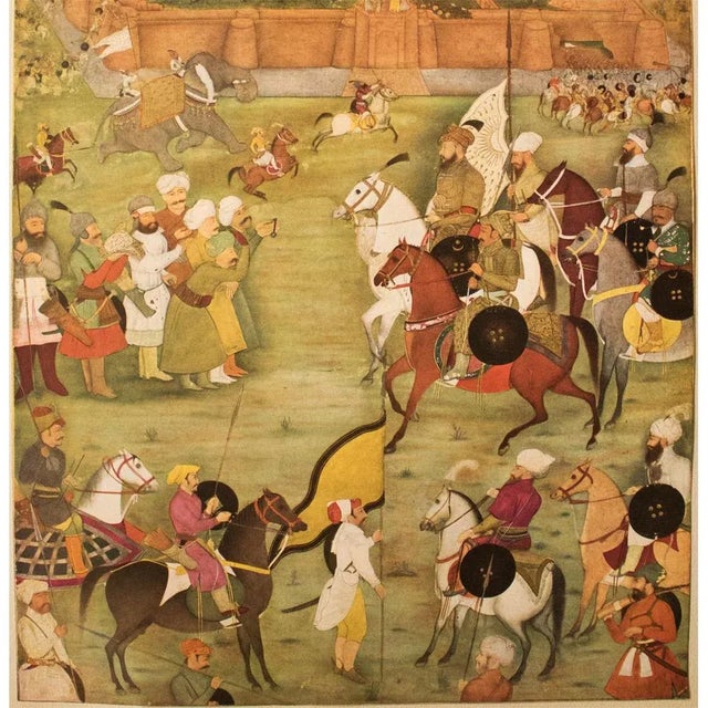 1950 Said Khan, Taking of a Town, Gold-Leafed Parisian Offset Lithograph For Sale - Image 4 of 10