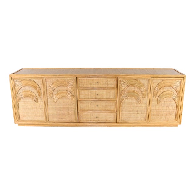 Palm Tree Sideboard in Rattan and Raffia For Sale