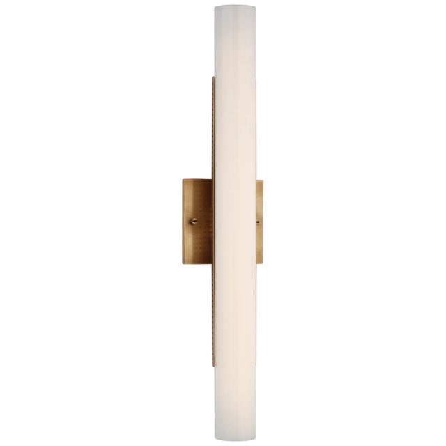 Modern Kelly Wearstler for Visual Comfort Signature Precision 21" Bath Light in Antique-Burnished Brass with White Glass For Sale - Image 3 of 6