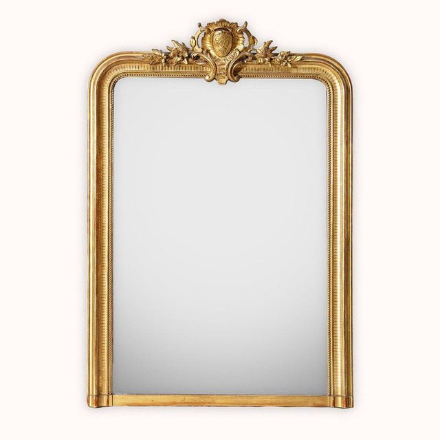 19th Century Louis Philippe Mirror with Flower and Shield Crest For Sale - Image 11 of 11