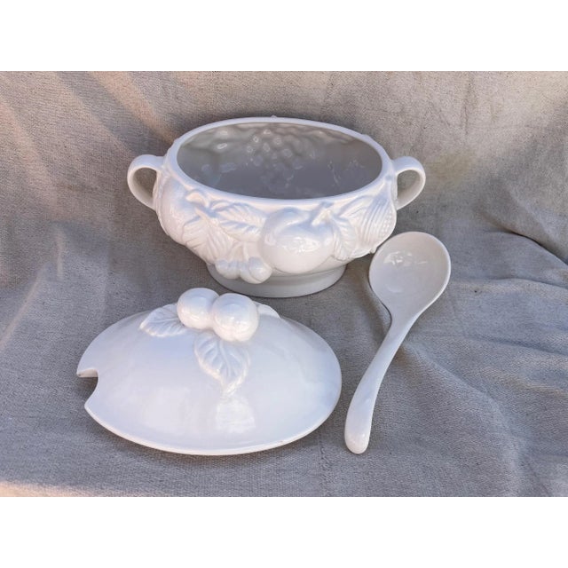Vintage White Italian Soup Tureen W/Ladle For Sale - Image 4 of 7
