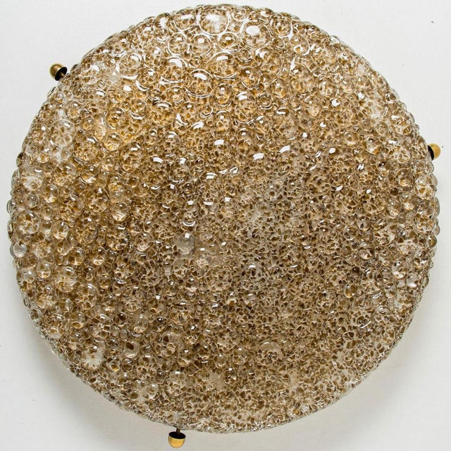 Round Flat Smoked Glass Flush Mount attributed to Hillebrand, 1970s For Sale - Image 3 of 11