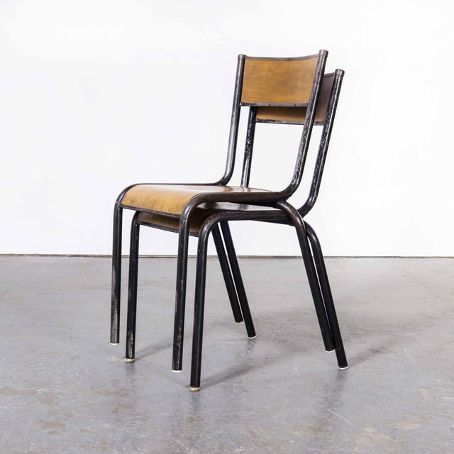 French Stacking 510 Dining Chairs with Black Frame from Mullca, 1960s, Set of 4 For Sale - Image 4 of 18
