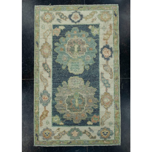 Navy Blue Turkish Oushak Rug 2' x 3'3" #17461 For Sale - Image 8 of 8