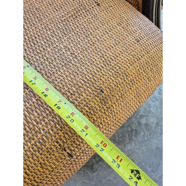 Mid 20th Century British Colonial Style Woven Rattan Wingback Armchair For Sale - Image 10 of 10