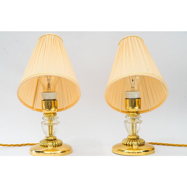 Gold Bakalowits Table Lamps with Fabric Shades, Vienna, 1950s, Set of 2 For Sale - Image 8 of 15