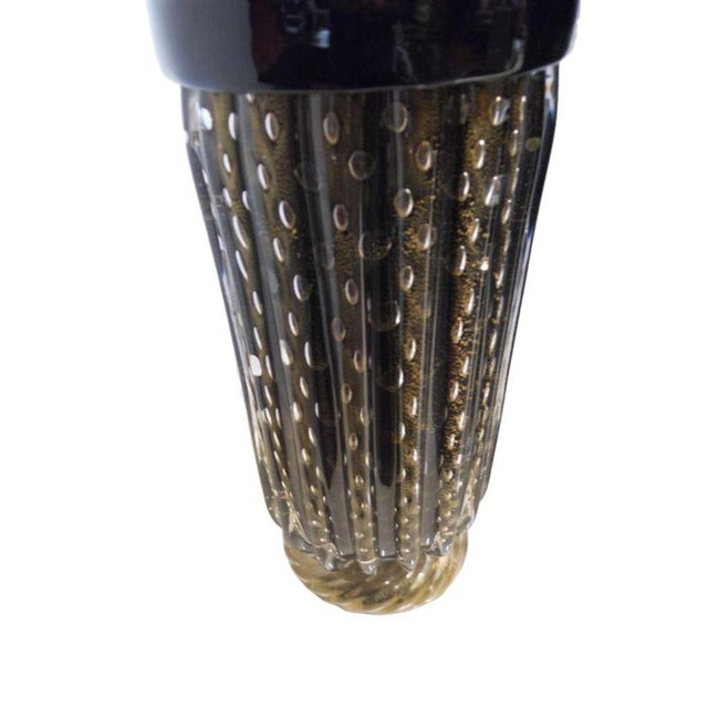 Elegant Pair of Murano Black & Gold Vases by Pino Signoretto. Italy, 1960's. For Sale In Los Angeles - Image 6 of 9