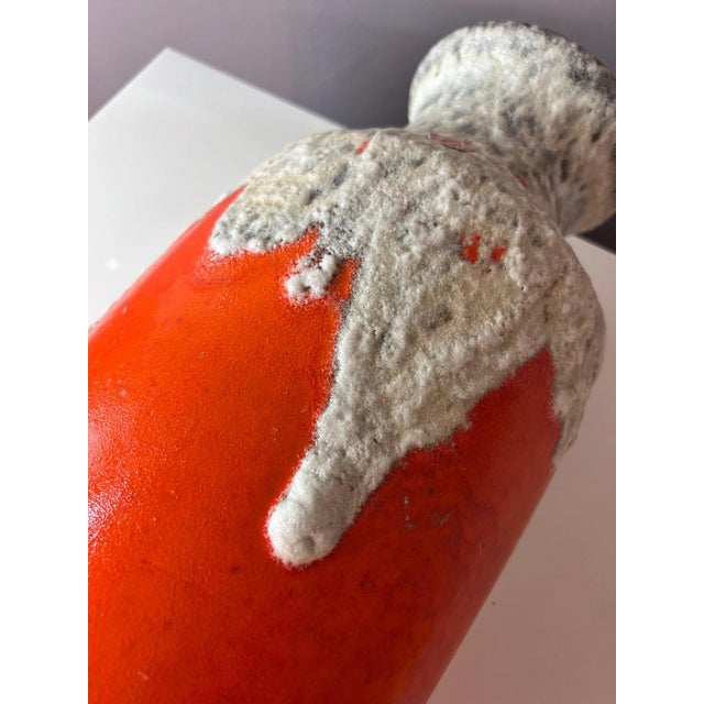 Orange White Model 1439/40 Fat Lava Vase from Uebelacker Keramik For Sale - Image 3 of 11