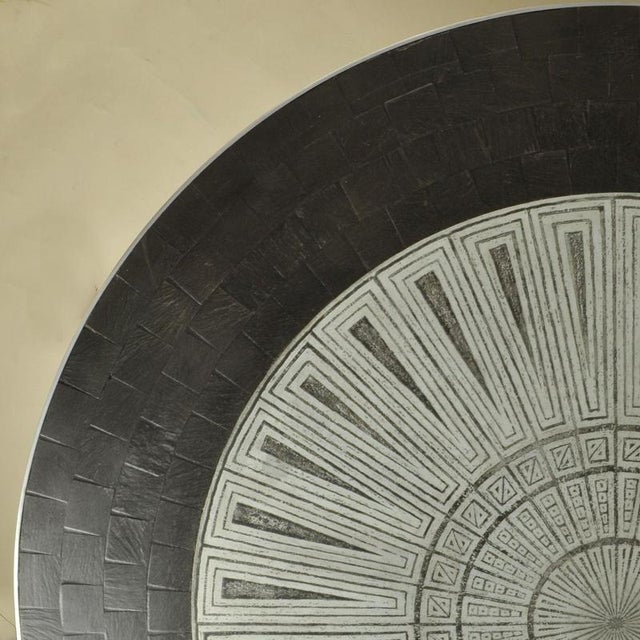 Black Tulip Coffee Table with Etched Metal and Slate Top attributed to Heinz Lilienthal, 1960s For Sale - Image 8 of 9