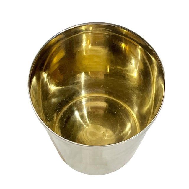 Pair Vintage Art Deco English Silver Plate Tumbler Cups With Gilded Interiors For Sale - Image 9 of 16