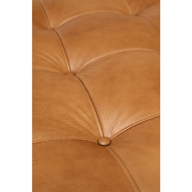 Animal Skin Ethan Allen 'Nassau' Tufted Leather Square Ottoman For Sale - Image 7 of 18