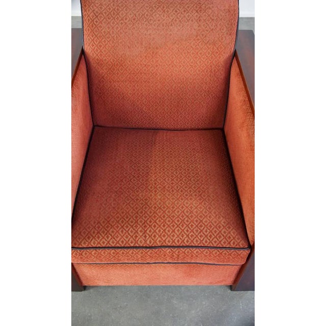 Art Deco Wooden Armchair with Red Upholstery For Sale - Image 6 of 15