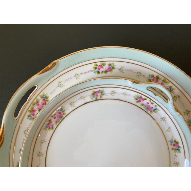 Early 20th Century Hand Painted Nippon Porcelain Tray Design Cake Plates - Set of 2 For Sale - Image 12 of 18