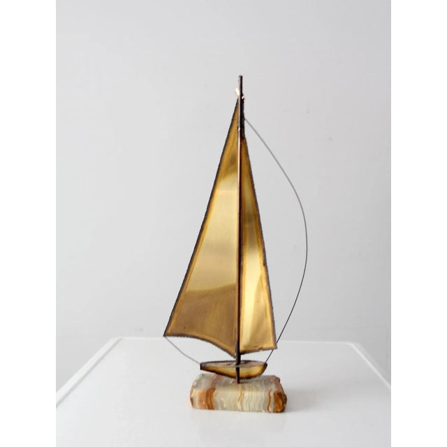 Mid Century Brass Sailboat Sculpture For Sale - Image 9 of 13