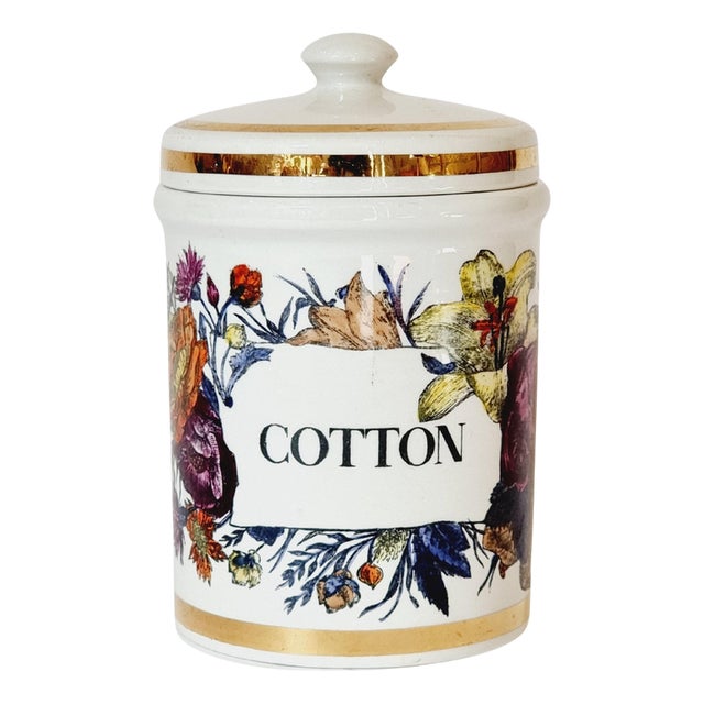 Lidded Cotton Jar by Piero Fornasetti, Mid-1900s For Sale