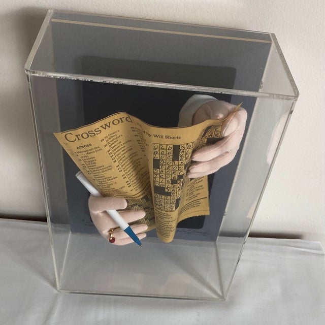 Vintage Sculptured Hands "The Crossword Puzzle" Solver "Turning the