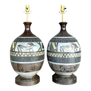 Vintage Boho Tribal Lamps - A Pair For Sale