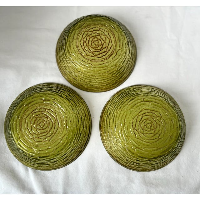 Vintage Mid-Century Modern 1960s Anchor Hocking Avocado Green Glass Bowls- Set of 3 For Sale In Indianapolis - Image 6 of 6