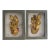 Vintage Italian Patina Gold Leaf Tole Collages, Framed Pair, Mid Century For Sale
