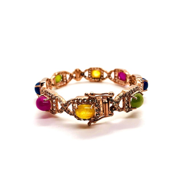 Bochic “Capri” Vintage Ruby, Blue Sapphire & Honey Sapphire - 18K Gold & Silver For Sale - Image 9 of 10