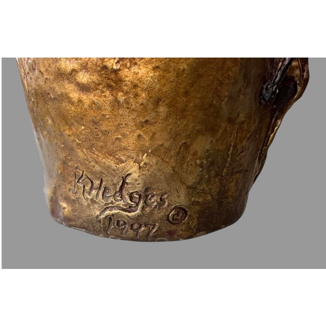 Late 20th Century Vintage K. Hedges Bronze Figural Fox Vase For Sale - Image 5 of 9