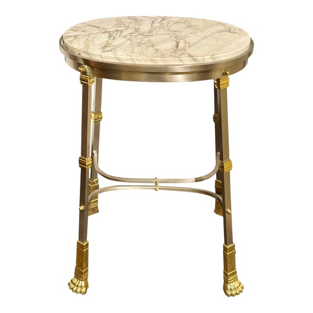 Vintage French Maison Jansen Steel Side Table For Sale