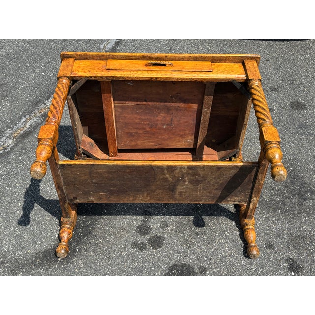 19th C. Tiger Oak One-Drawer Library Table - Twist Legs + Highly Detailed For Sale - Image 10 of 17