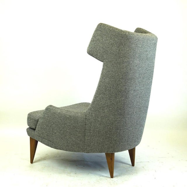 Oswald Haerdtl Monumental Grey Austrian Mid-Century Wingback Armchair by Oswald Haerdtl For Sale - Image 4 of 13