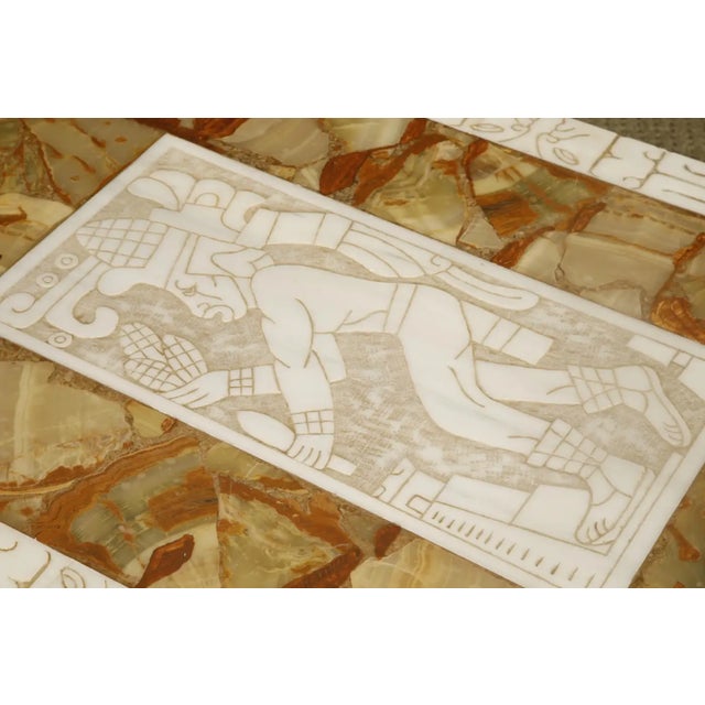 Vintage Italian Tessellated Onyx Coffee Table With Etched Stone Inset, 1970s For Sale - Image 15 of 18