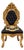 French Baroque Style Accent Chair – Gold Leaf Carved Frame With Black Tufted Upholstery & Medallion Detail For Sale