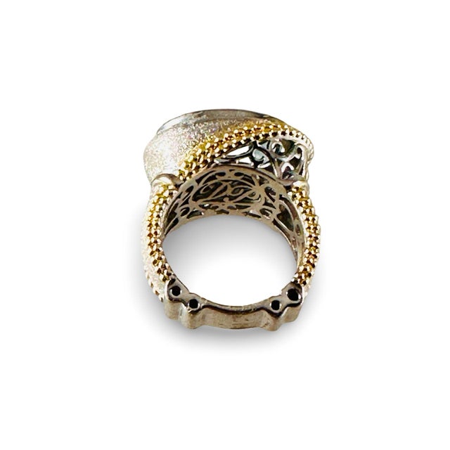 Boho Chic Blue Topaz Sterling & Vermeil Ring Sz 6 New! For Sale - Image 3 of 8