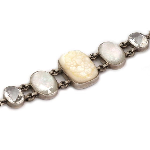 Contemporary Stephen Dweck Mop Quartz Sterling Silver Floral Toggle Clasp Bracelet For Sale - Image 3 of 5